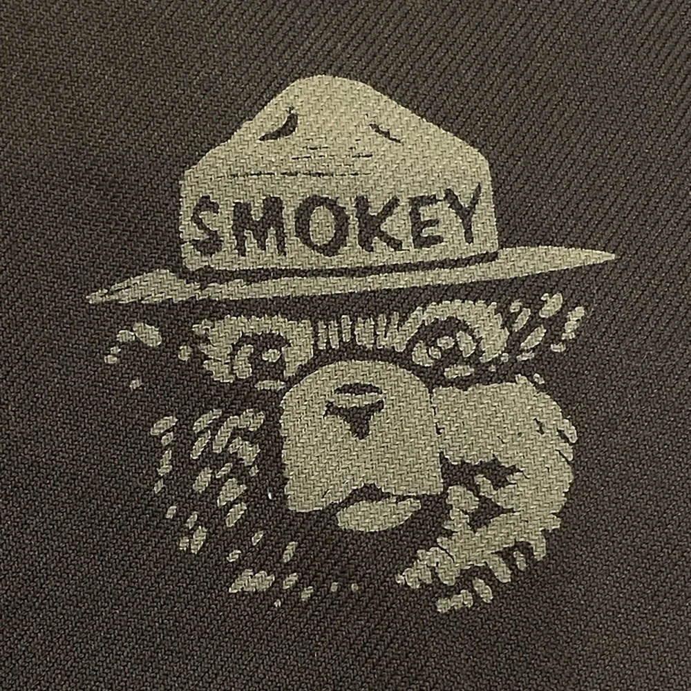 Filson brown button down men's M 5-oz woven Smokey Bear graphic print rare - Picture 5 of 7